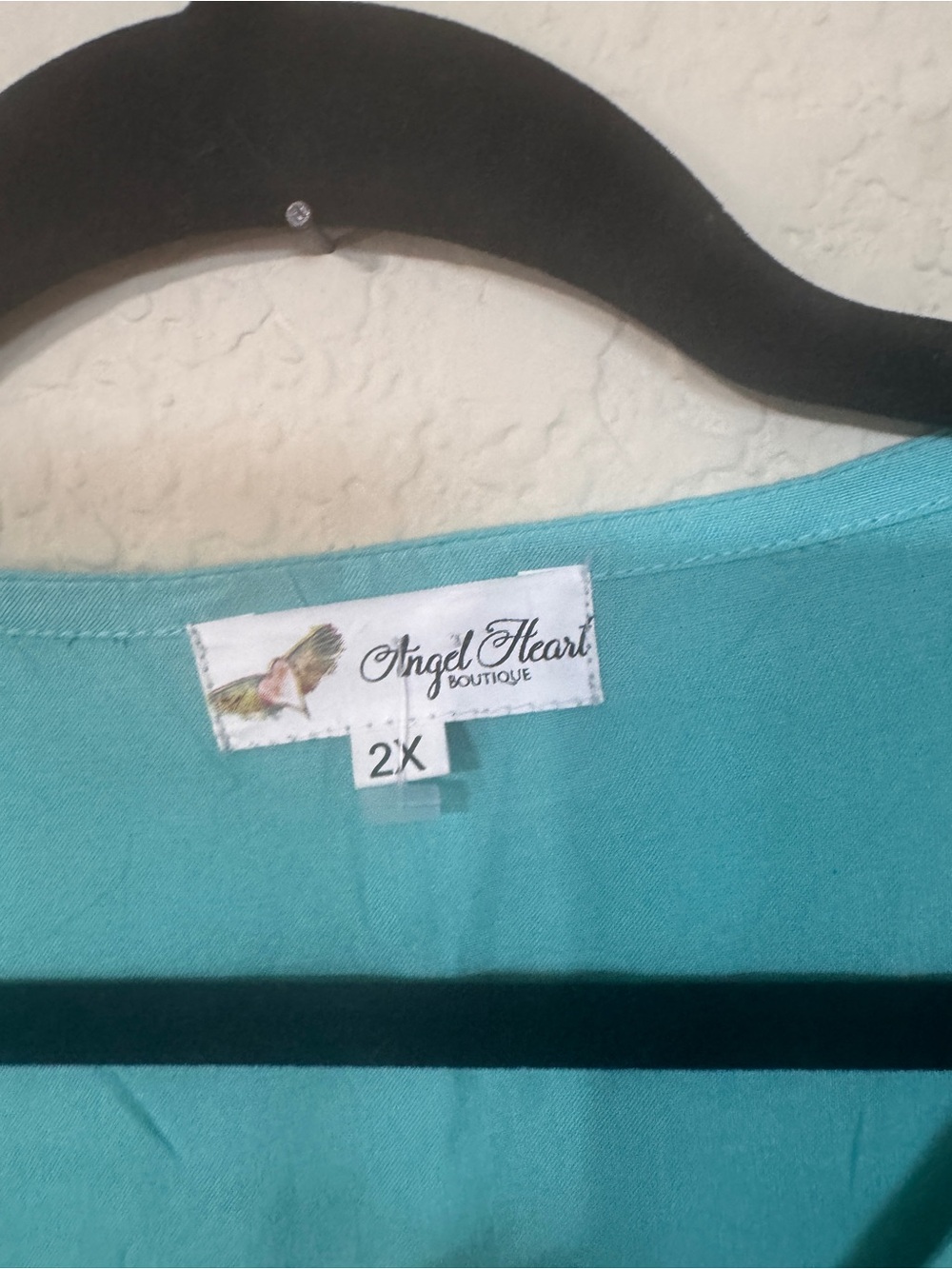 Angel Heart Turquoise V Neck Embroidered Boho Top size 2X - Picture 2 of 3
